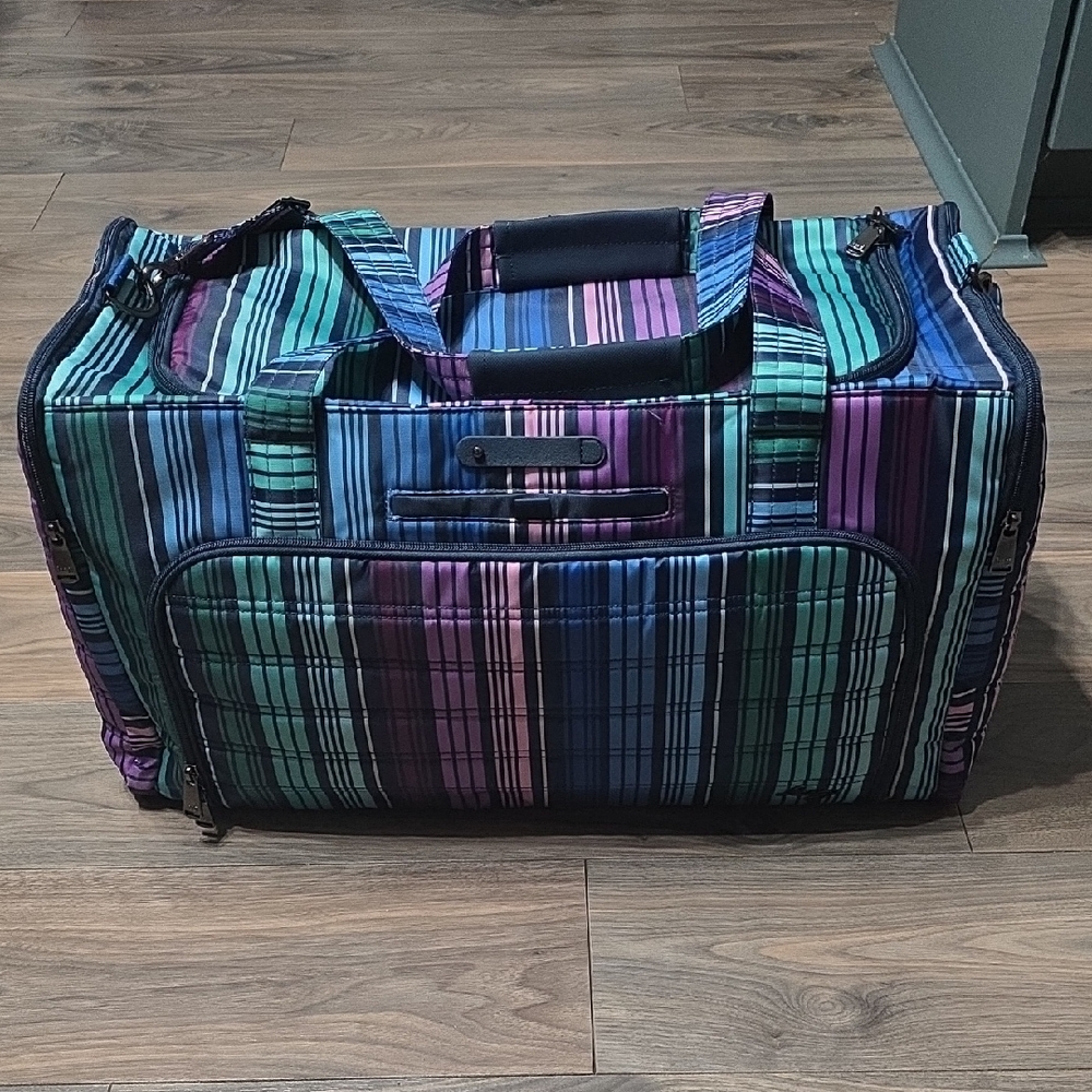 Lug Trolley Duffle Striped Travel Bag - Blue, Purple, Green